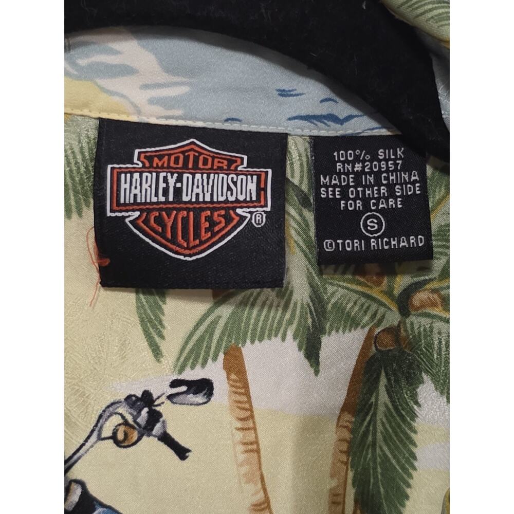 Vintage Harley-Davidson Tori Richard Hawaiian Shirt Women 100% Silk Size Small - Picture 2 of 8